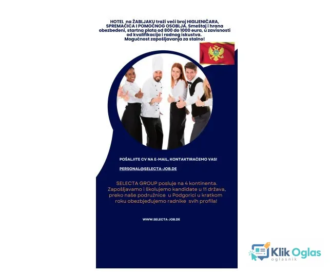 RAD U CRNOJ GORI – HOTEL ŽABLJAK