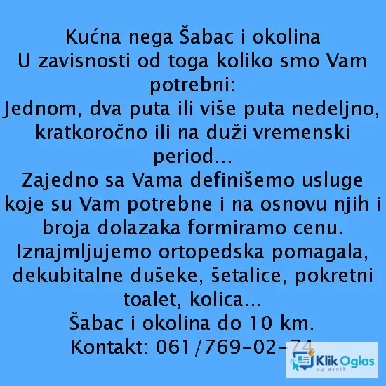 Kućna nega Šabac i okolina