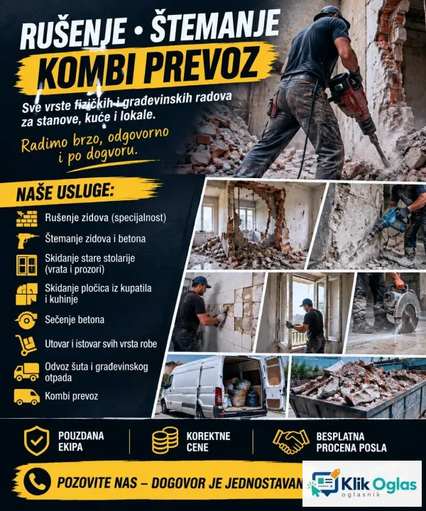 Rušenje • Štemanje • Kombi prevoz